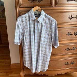 Nautica Light Blue Plaid Short-Sleeve Button-Down Shirt